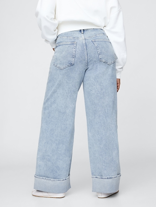 jeans a gamba larga con risvolto e vita alta stride