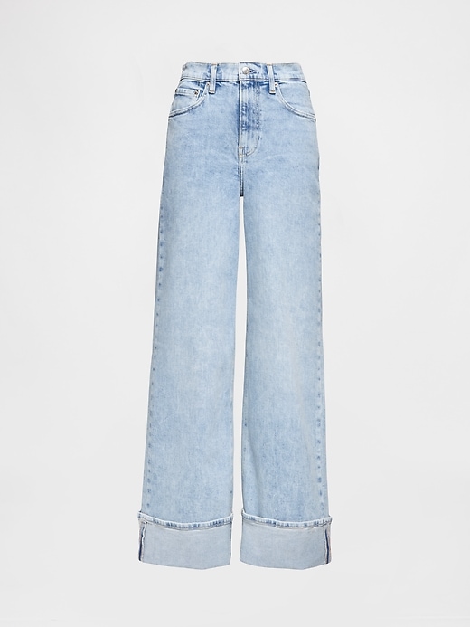 jeans a gamba larga con risvolto e vita alta stride