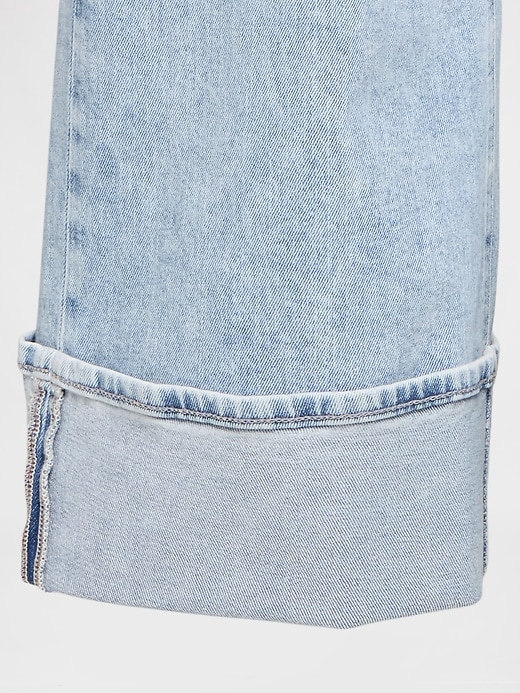 jeans a gamba larga con risvolto e vita alta stride
