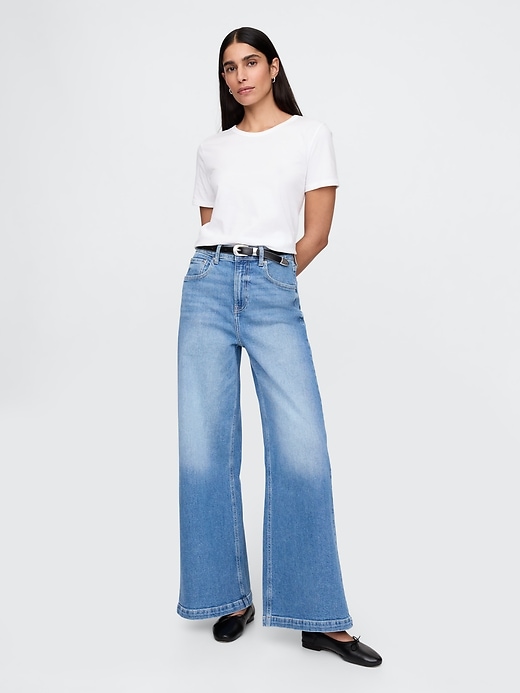 jeans a gamba larga stride a vita alta extra