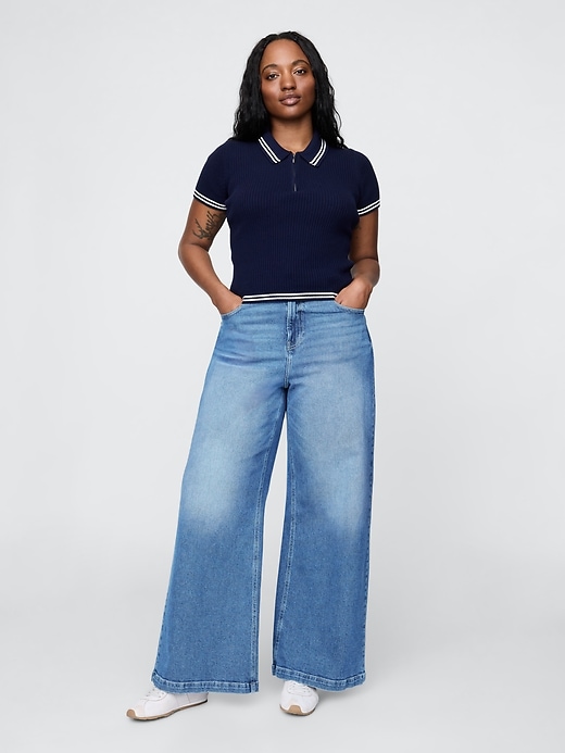 jeans a gamba larga stride a vita alta extra