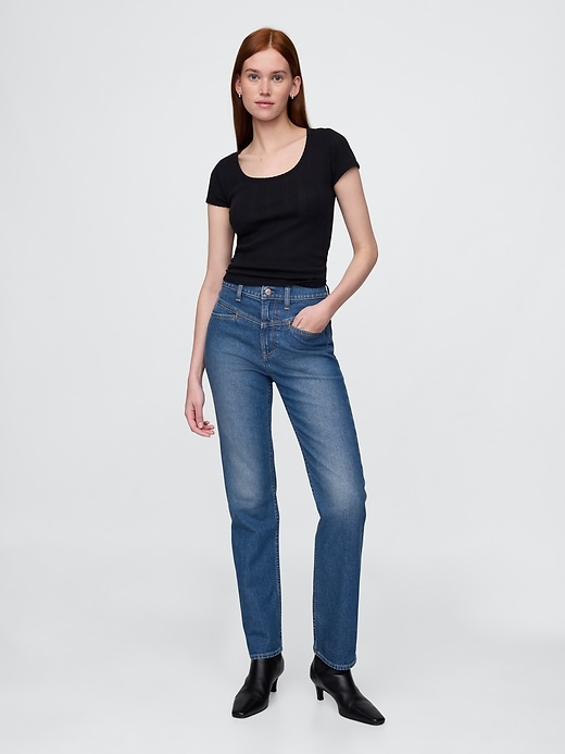 jeans slim dritti a vita alta in stile western anni 90