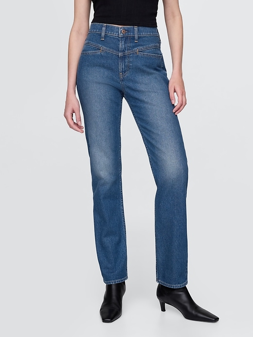 jeans slim dritti a vita alta in stile western anni 90