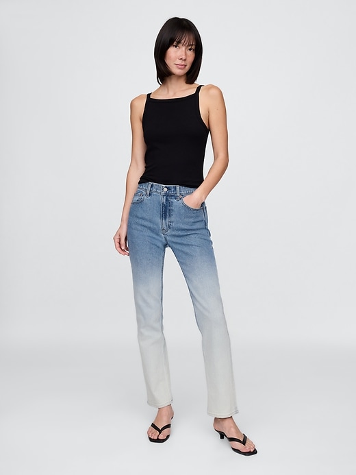 jeans slim dritti a vita alta con effetto sfumato anni 90