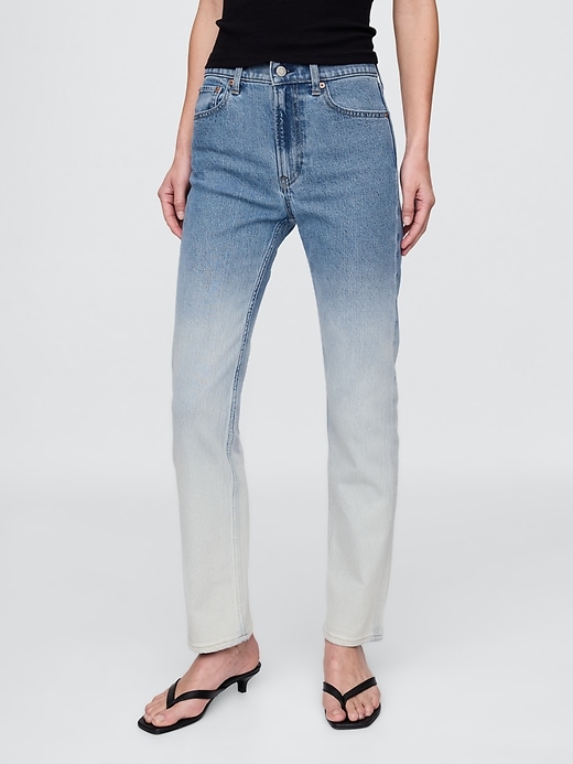 jeans slim dritti a vita alta con effetto sfumato anni 90