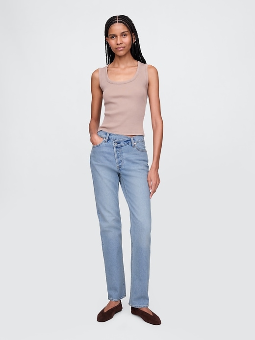 jeans dritti slim anni 90 a vita alta incrociati