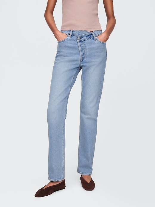 jeans dritti slim anni 90 a vita alta incrociati