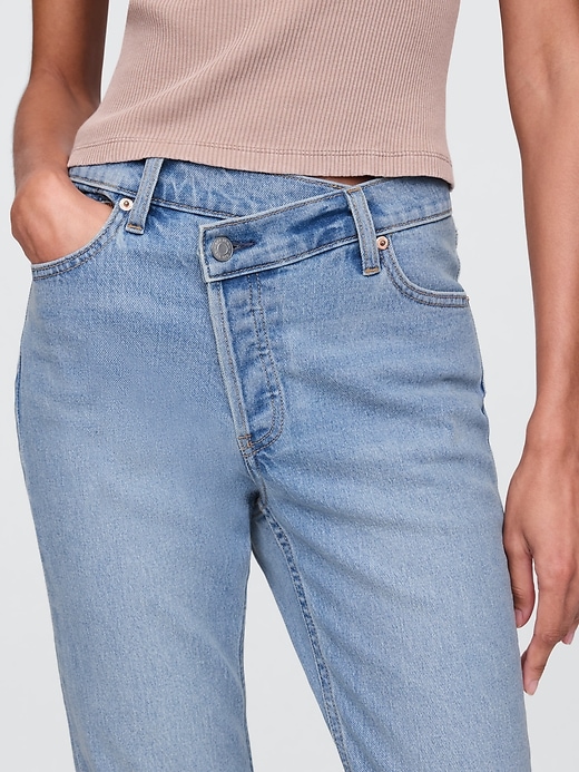 jeans dritti slim anni 90 a vita alta incrociati