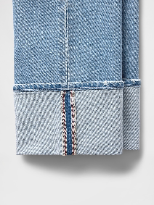 jeans slim dritti a vita alta con risvolto anni 90