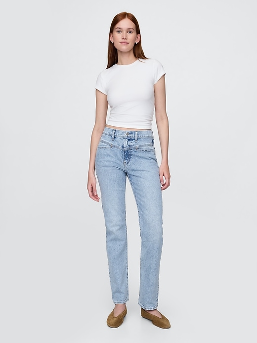 jeans slim dritti a vita alta in stile western anni 90