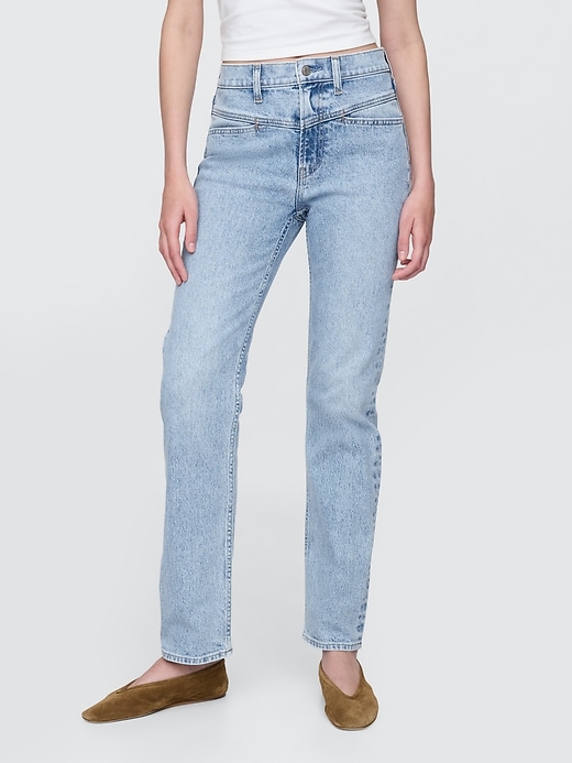 jeans slim dritti a vita alta in stile western anni 90