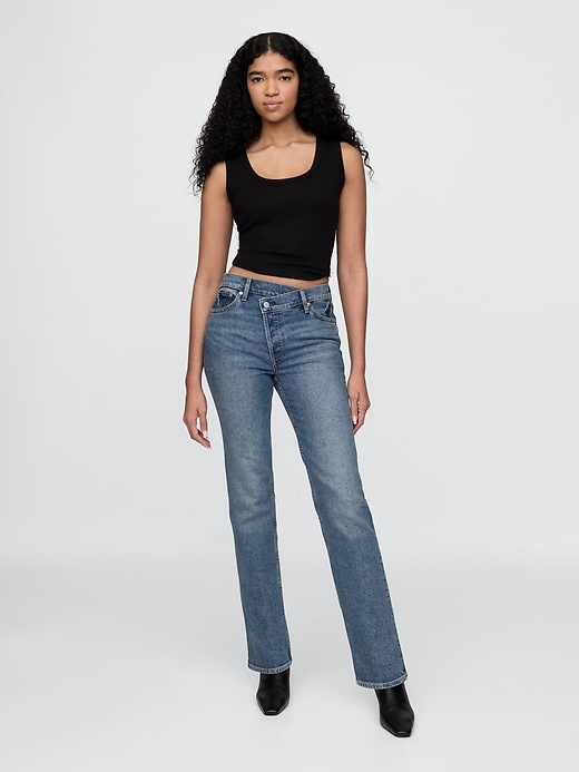 jeans dritti slim anni 90 a vita alta incrociati