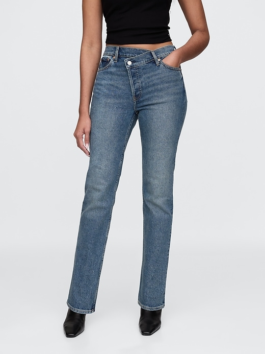jeans dritti slim anni 90 a vita alta incrociati