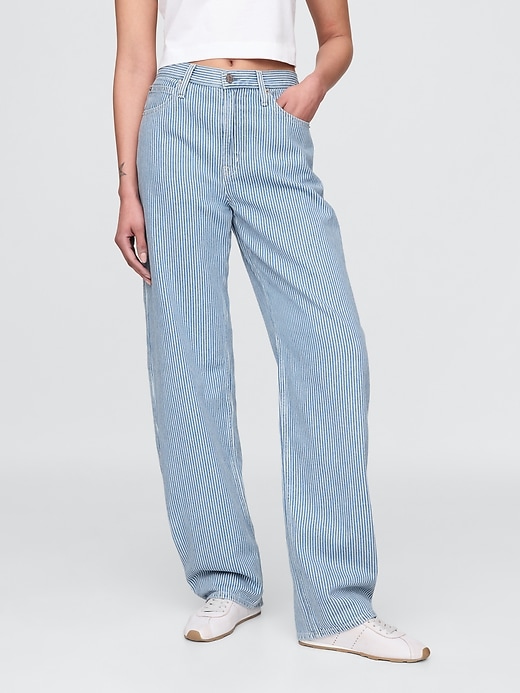 jeans a vita alta con righe in denim ultrasoft