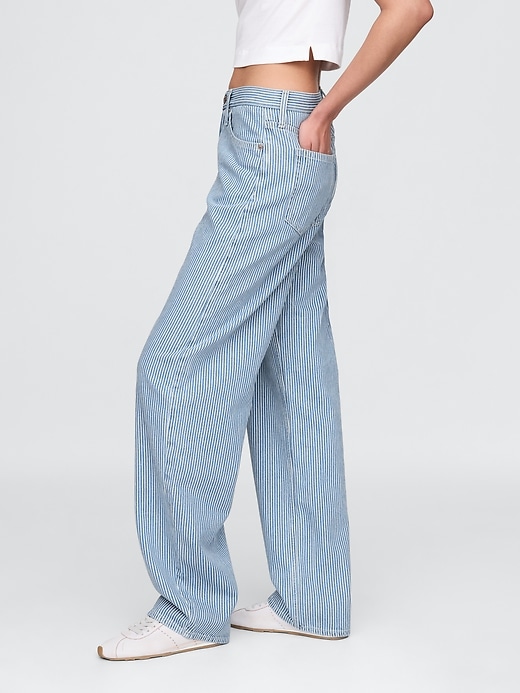 jeans a vita alta con righe in denim ultrasoft