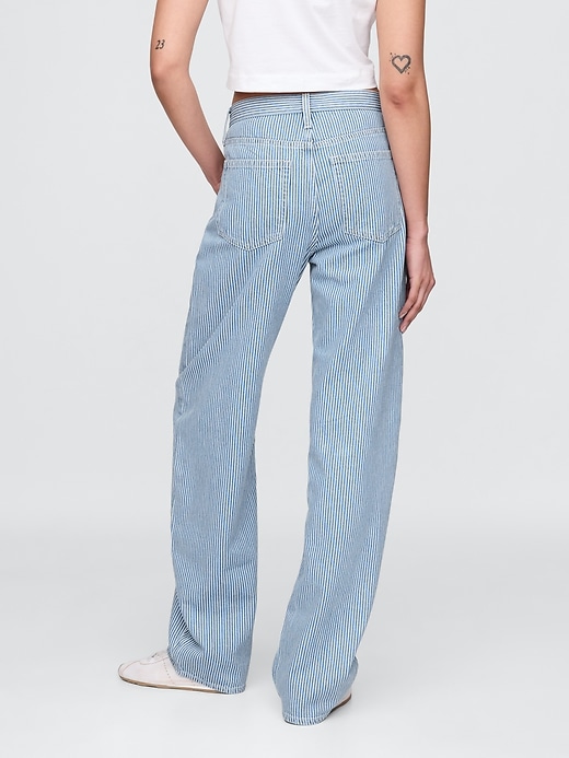 jeans a vita alta con righe in denim ultrasoft