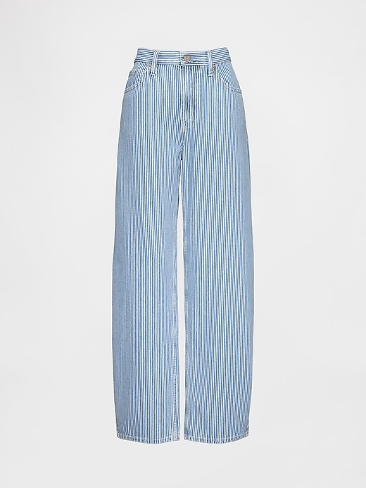 jeans a vita alta con righe in denim ultrasoft