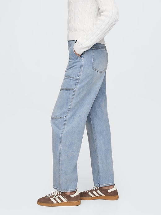 jeans a vita alta con cuciture
