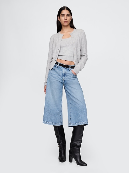 jeans culotte in denim a vita alta