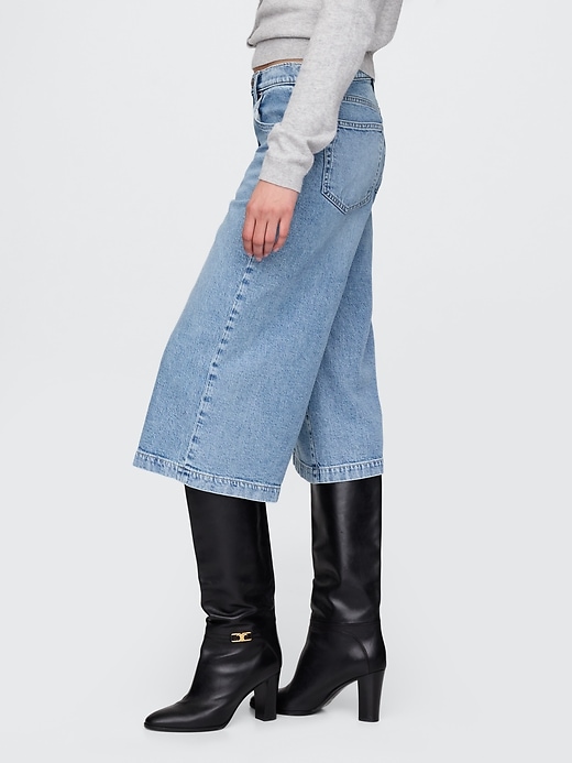 jeans culotte in denim a vita alta