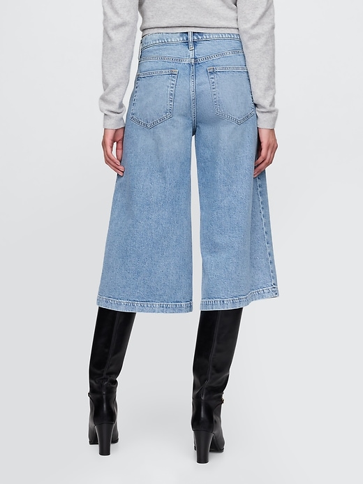 jeans culotte in denim a vita alta
