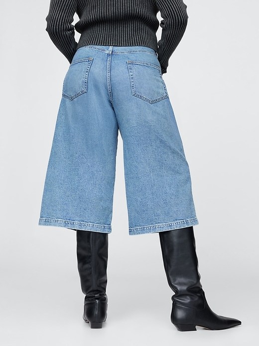 jeans culotte in denim a vita alta