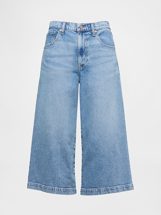 jeans culotte in denim a vita alta