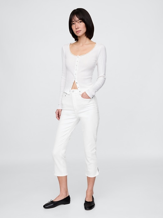 jeans capri a vita alta