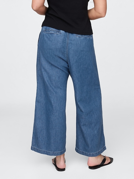 pantaloni plissettati alla caviglia in denim ultra morbido a vita alta 365