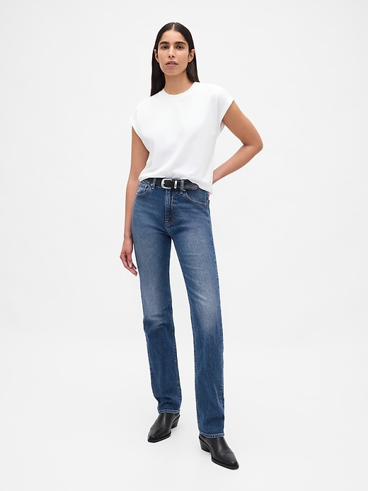 jeans dritti slim a vita alta anni 90
