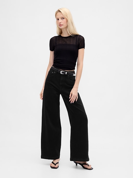 jeans a gamba larga stride a vita alta extra