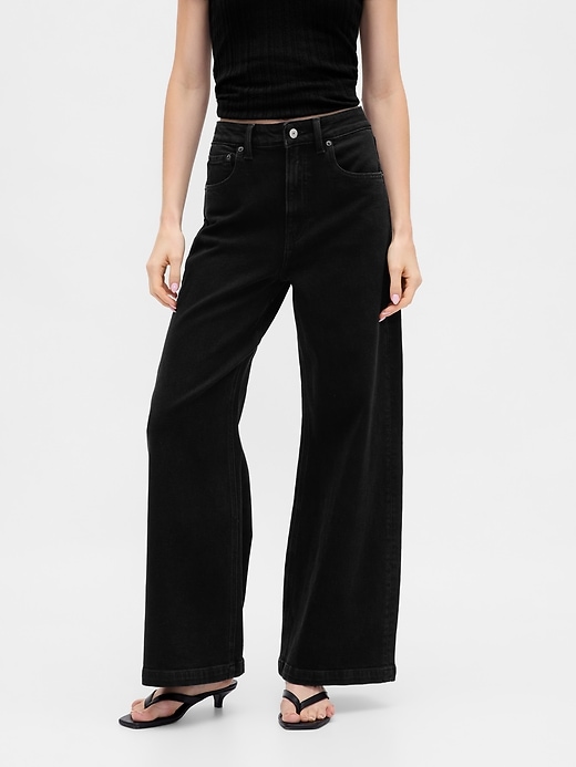 jeans a gamba larga stride a vita alta extra