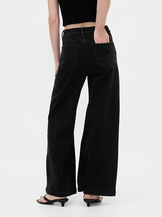 jeans a gamba larga stride a vita alta extra