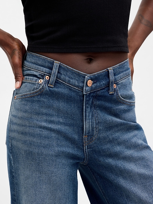 jeans a gamba larga con vita a v e vita alta stride