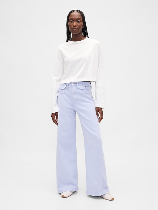 jeans a gamba larga stride a vita alta extra