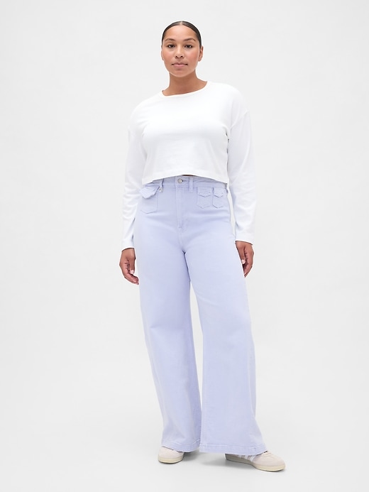 jeans a gamba larga stride a vita alta extra