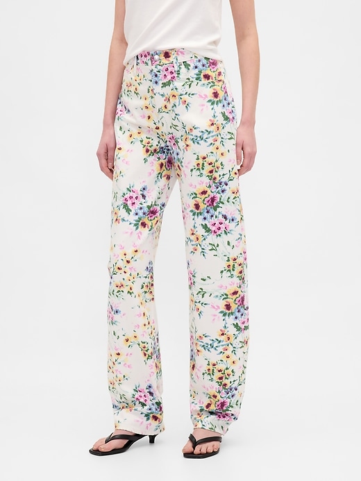 jeans a vita alta con stampa floreale