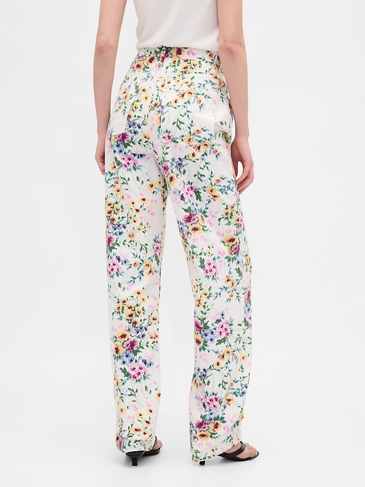 jeans a vita alta con stampa floreale