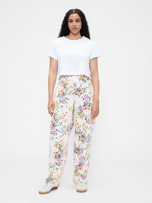 jeans a vita alta con stampa floreale