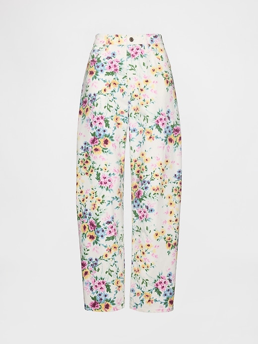 jeans a vita alta con stampa floreale