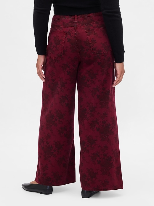 jeans larghi a vita media con stampa floreale