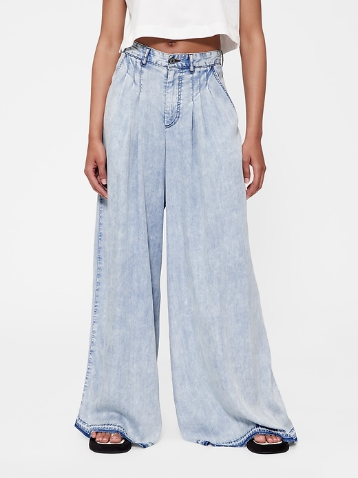 pantaloni in denim drappeggiati a vita alta gapstudio