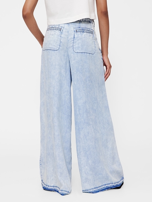 pantaloni in denim drappeggiati a vita alta gapstudio