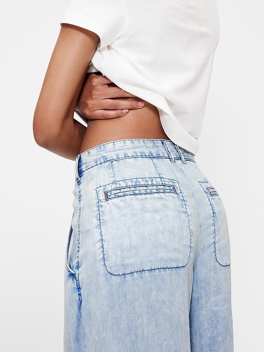 pantaloni in denim drappeggiati a vita alta gapstudio