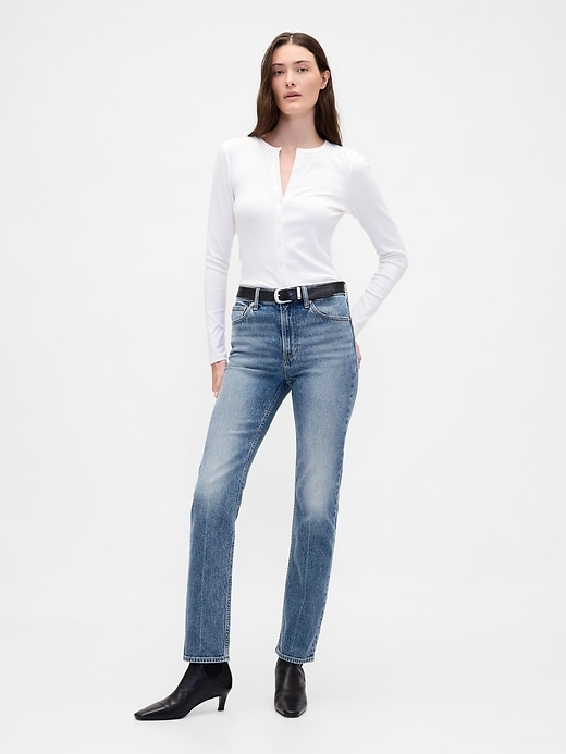 jeans dritti slim a vita alta anni 90
