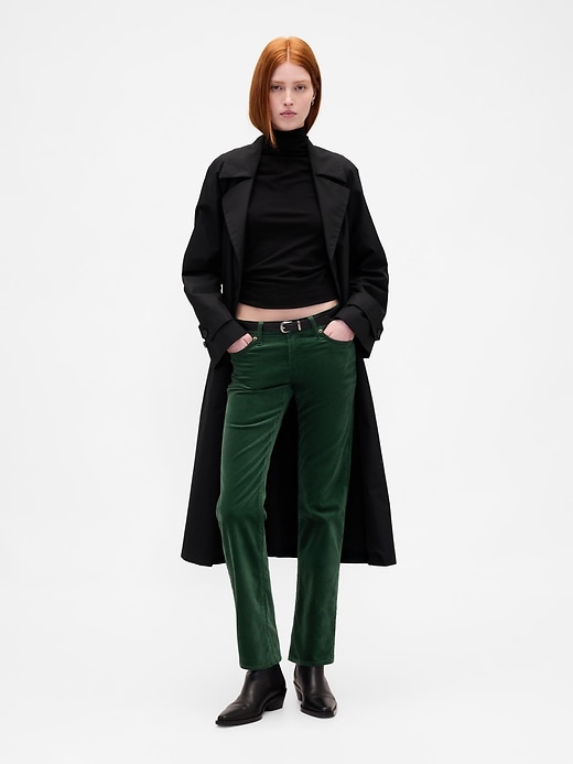 pantaloni dritti slim in velluto a vita bassa anni 90
