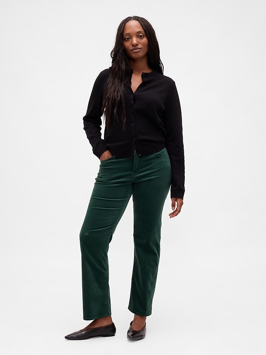 pantaloni dritti slim in velluto a vita bassa anni 90