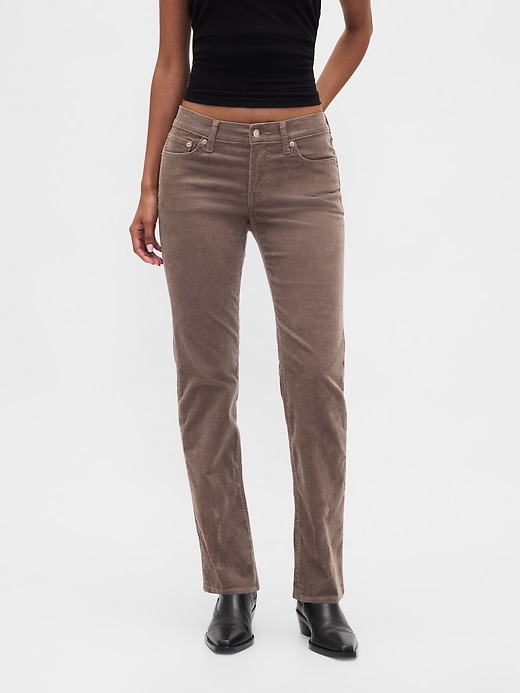 pantaloni dritti slim in velluto a coste a vita bassa anni 90