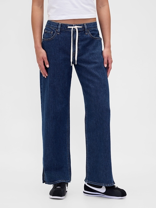 jeans larghi anni 90 con coulisse a vita bassa
