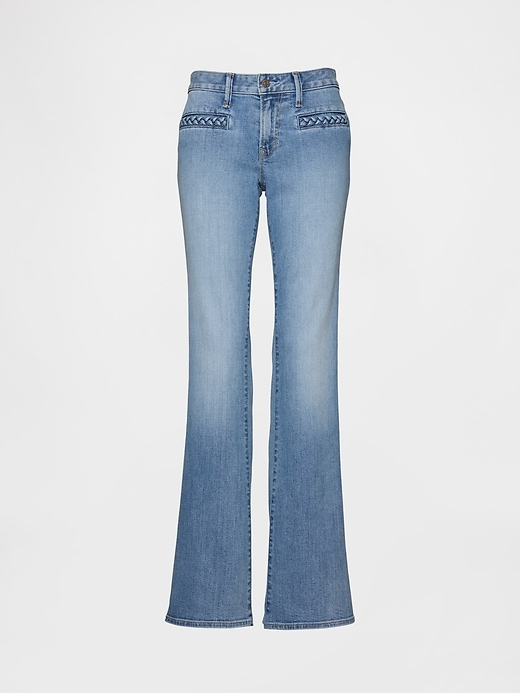 jeans lunghi e attillati con tasche intrecciate a vita bassa